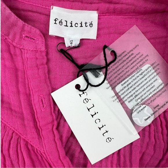 NWT Felicite 100% Cotton Short Sleeve Gauze Top With Tie Sleeves Size Small - Picture 7 of 7